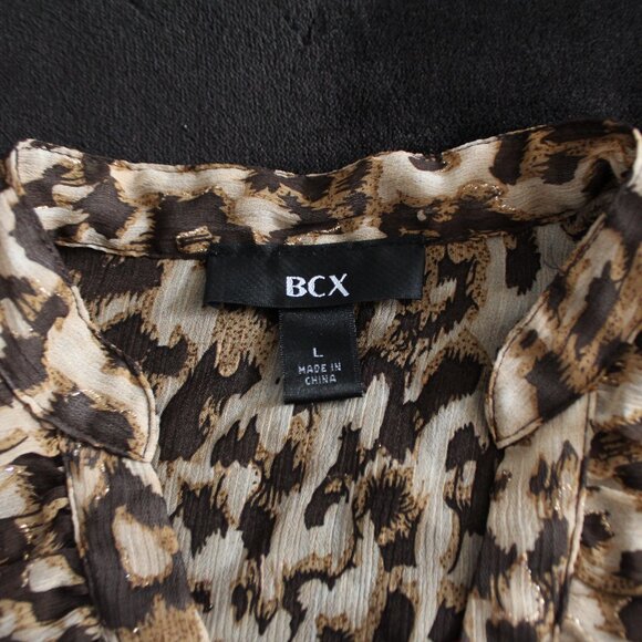 2000s Sparkly Cheetah Print Blouse w/ Stretchy Waist Band - Picture 3 of 5